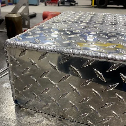 Finished diamond plate aluminum tool box fabrication
